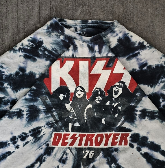 Liquid Blue Men's Kiss Destroyer '76 Tie Dye Rock Band T-Shirt Size 2XL - Picture 2 of 9